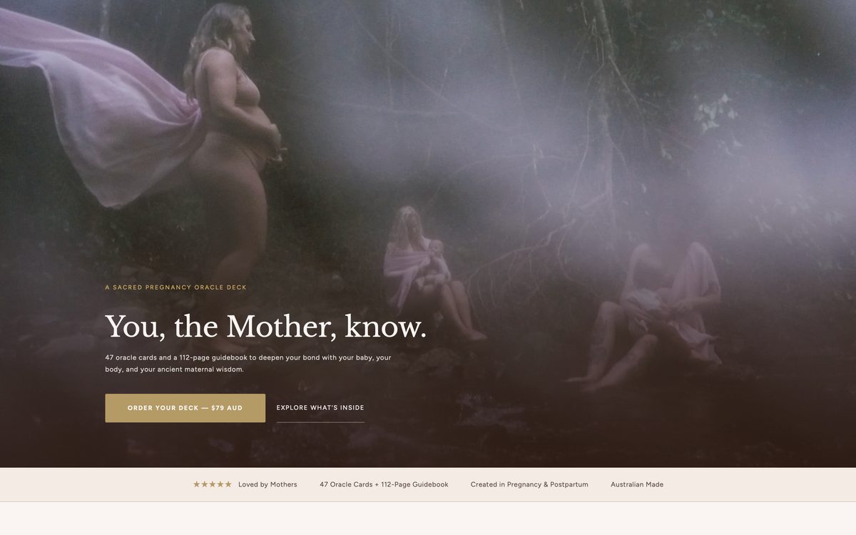 The Cosmic Mother online store homepage, built by Ape Labs