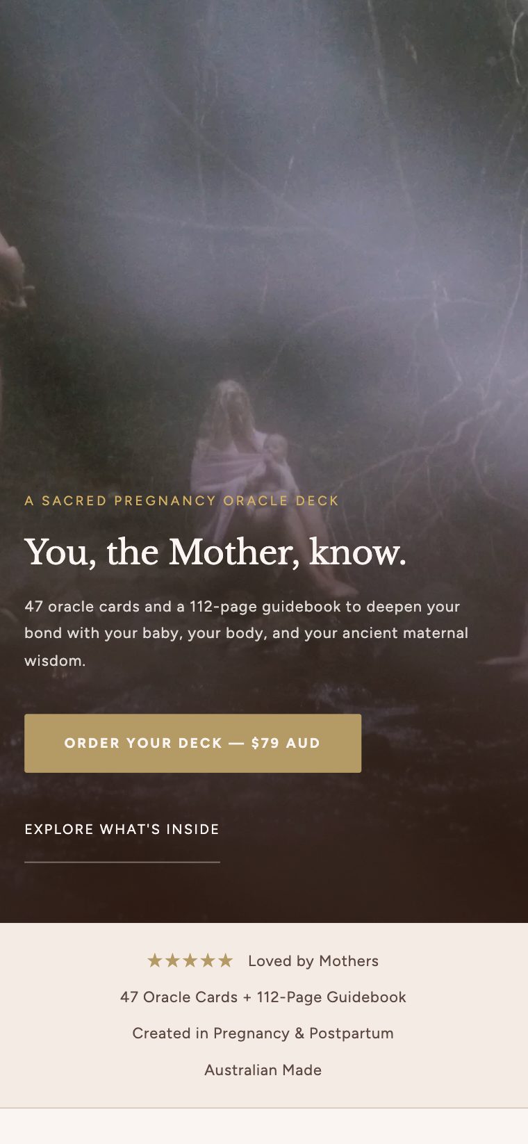 The Cosmic Mother store on mobile — fully responsive